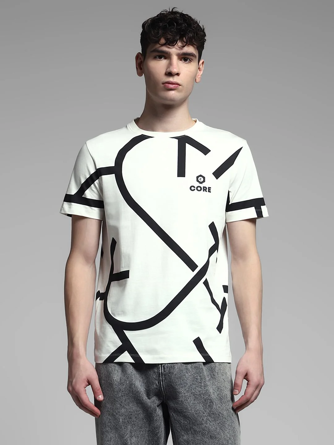 White Printed Cotton T-Shirt - Image 2