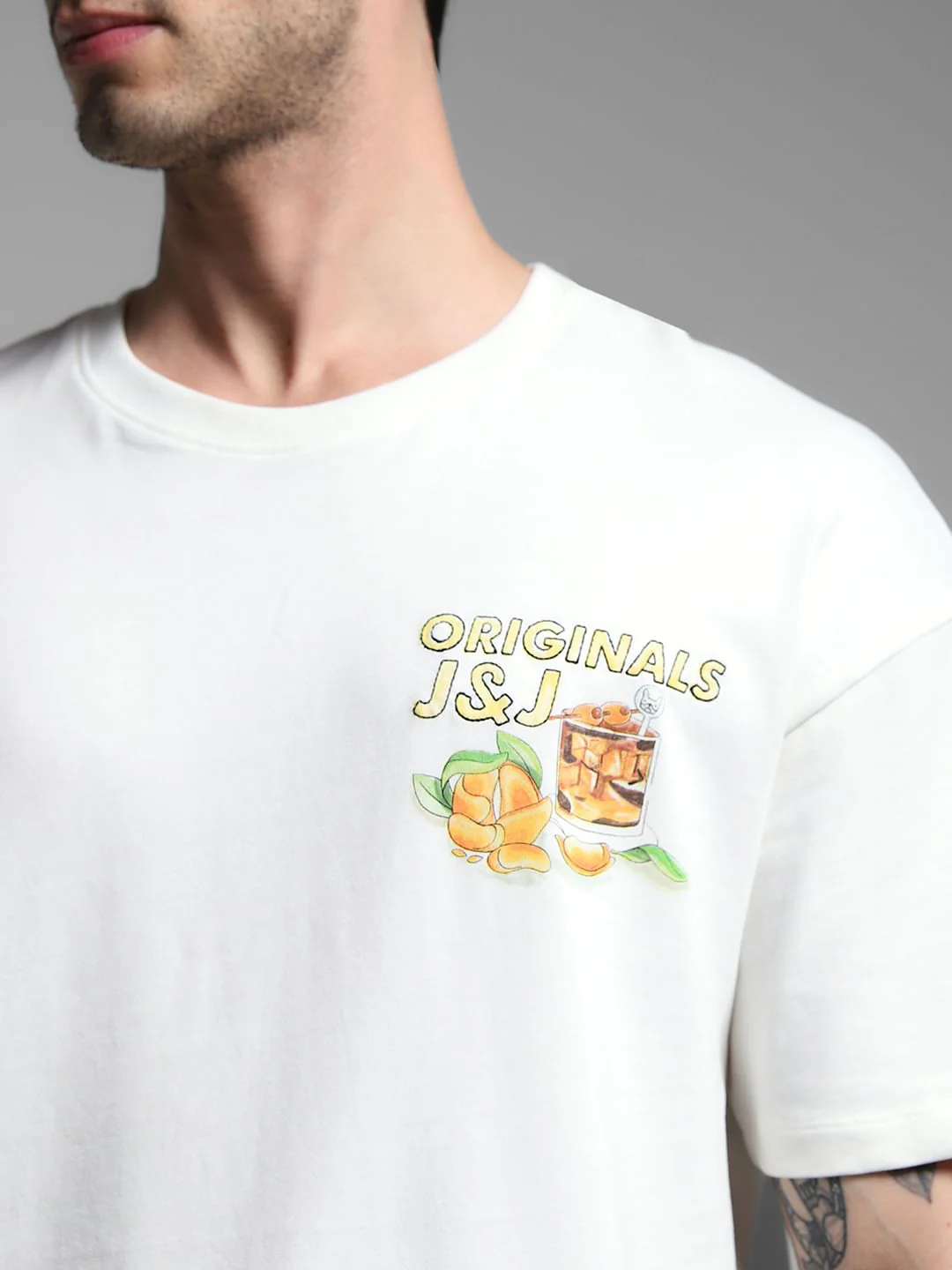 White Graphic Print Cotton T-shirt - Image 5