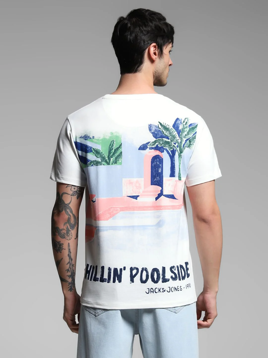 White Graphic Print Cotton T-shirt - Image 4