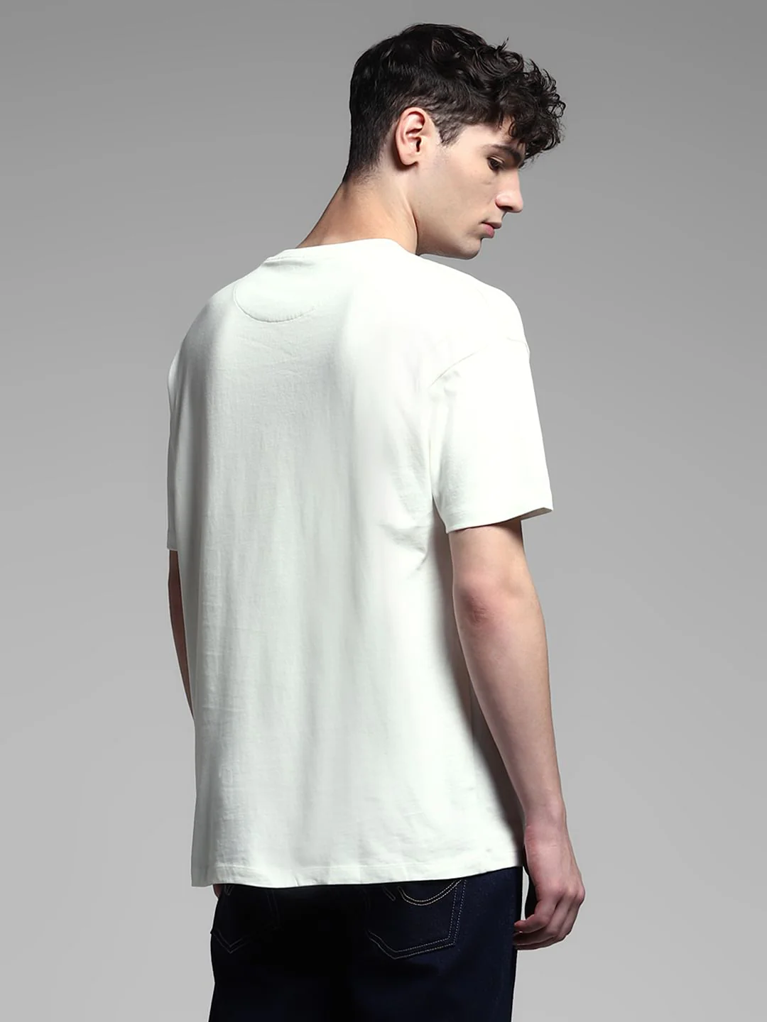 White Embroidered Print Cotton T-Shirt - Image 4