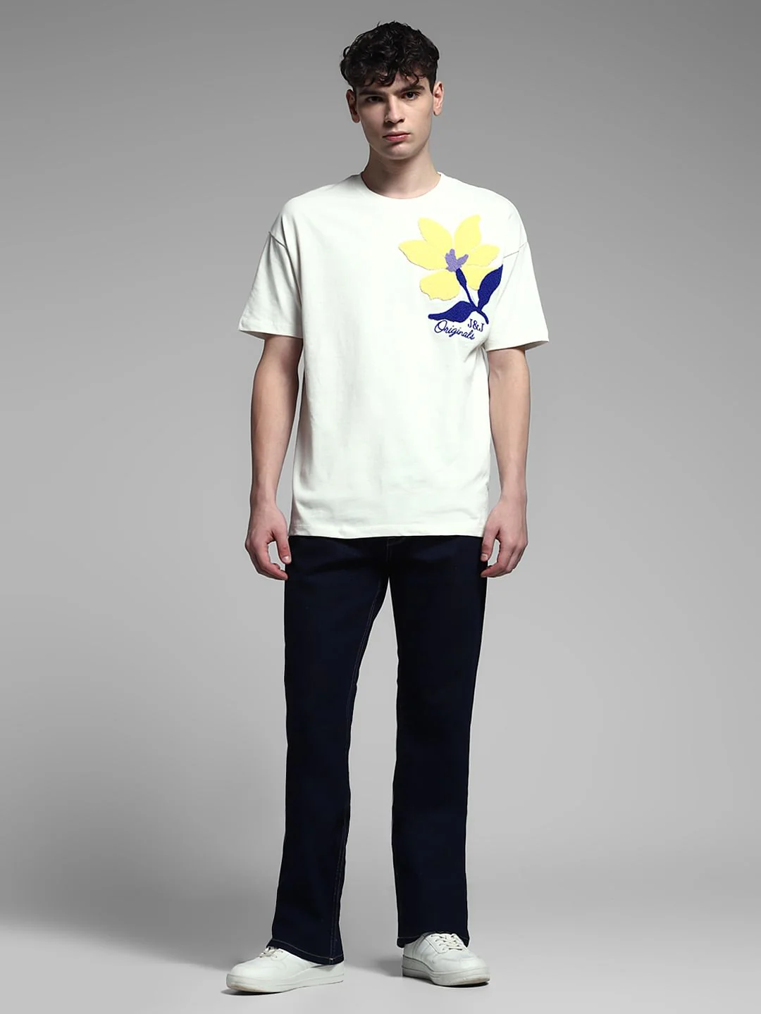 White Embroidered Print Cotton T-Shirt - Image 6