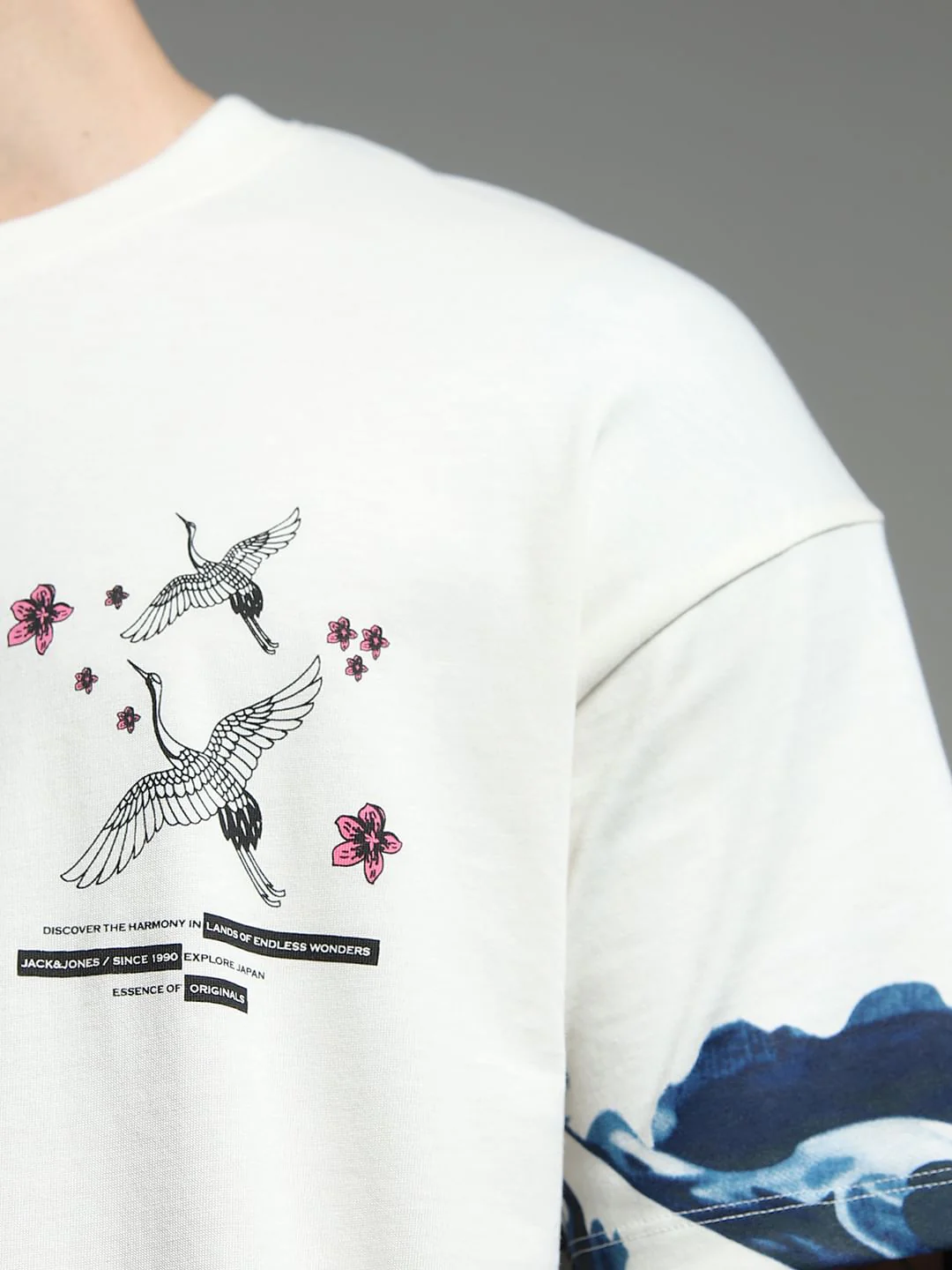 White Printed Cotton Oversized T-shirt - Image 5