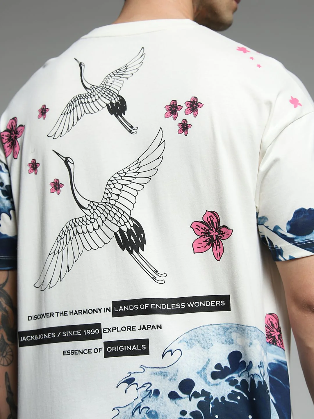 White Printed Cotton Oversized T-shirt - Image 6