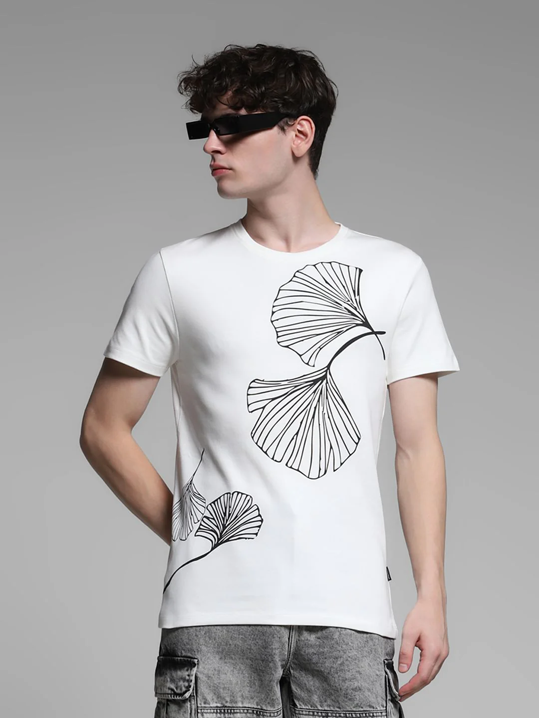White Graphic Print Cotton T-shirt