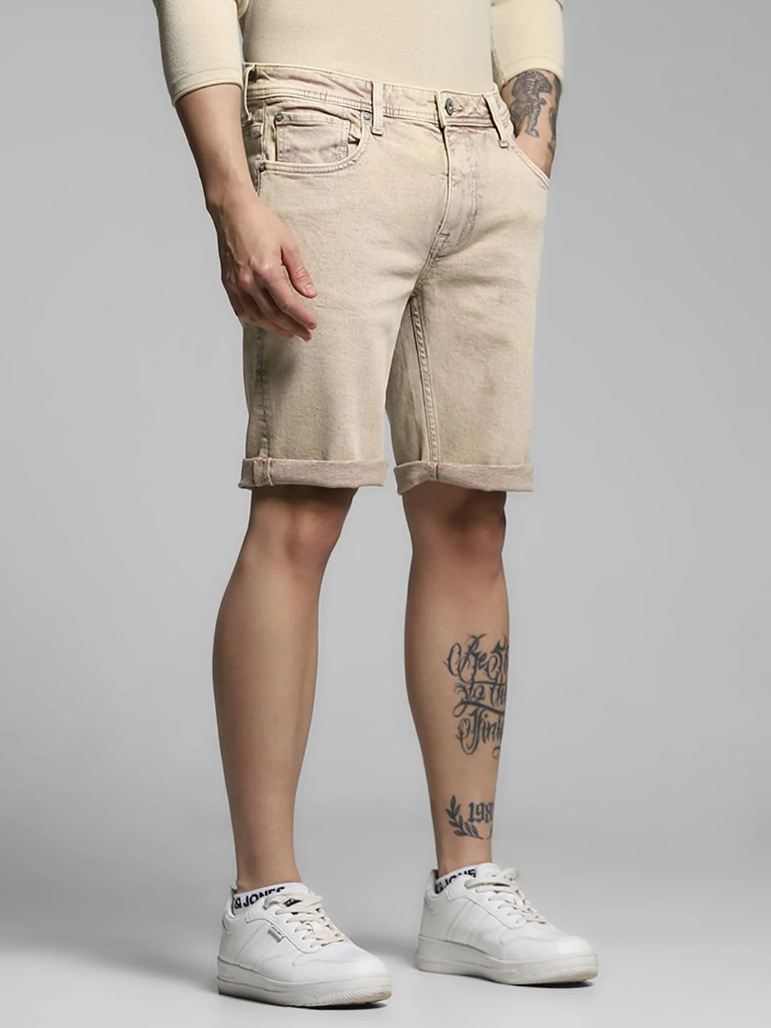 Brown Mid Rise Denim Shorts - Image 2