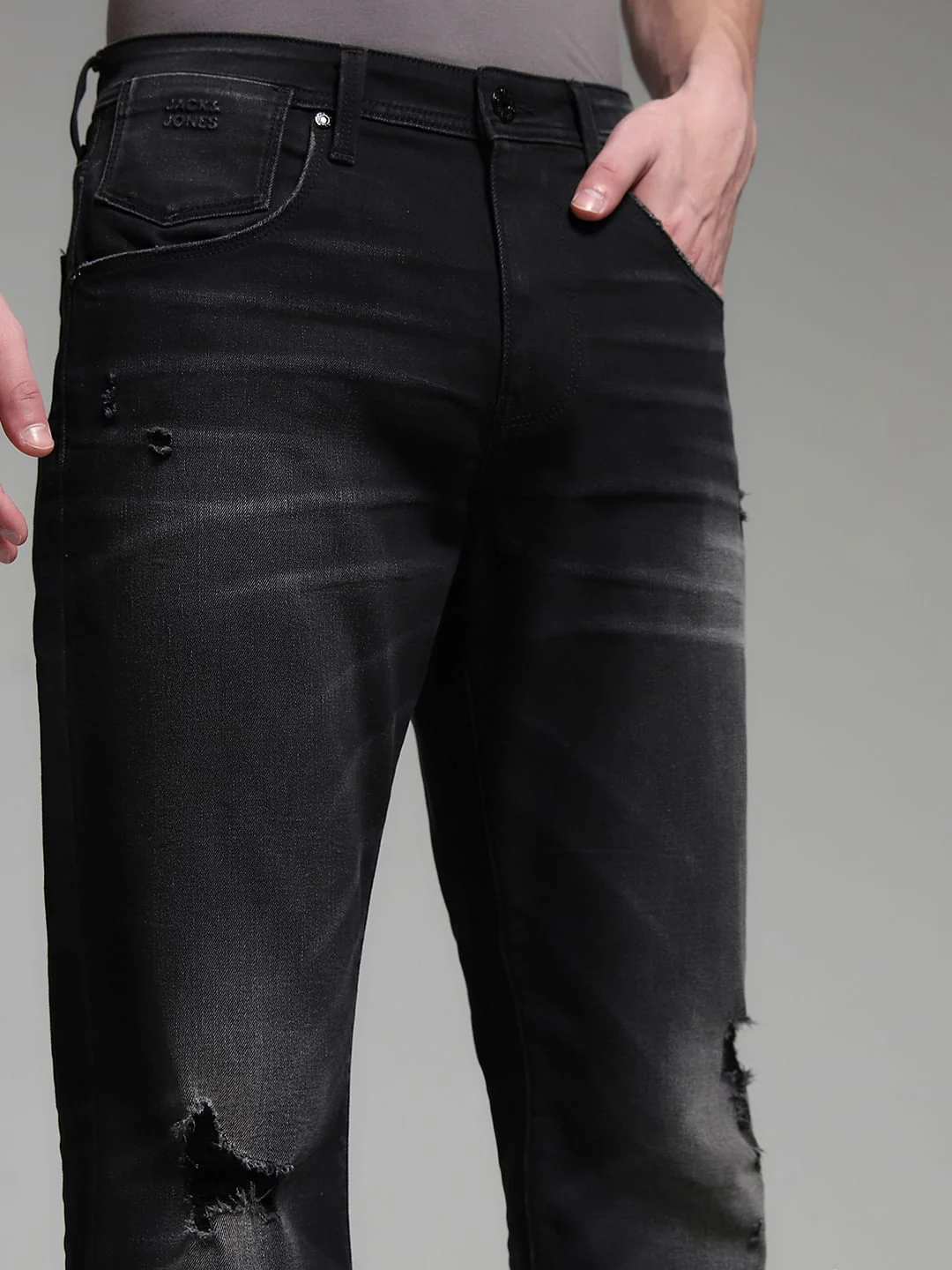 Black Distressed Cliff Bootcut Jeans - Image 4