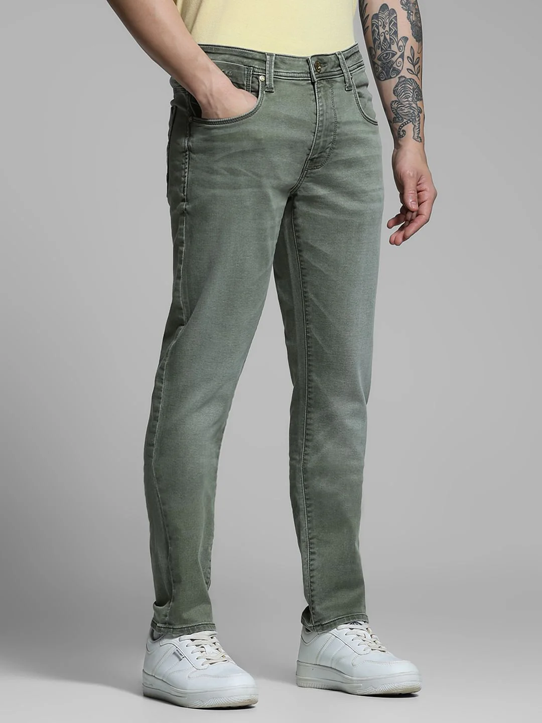 Olive Low Rise Glenn Slim Fit Jeans - Image 2