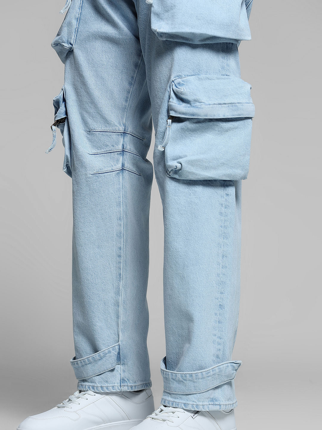 Light Blue Oversized Pockets Loose Fit Jeans - Image 5