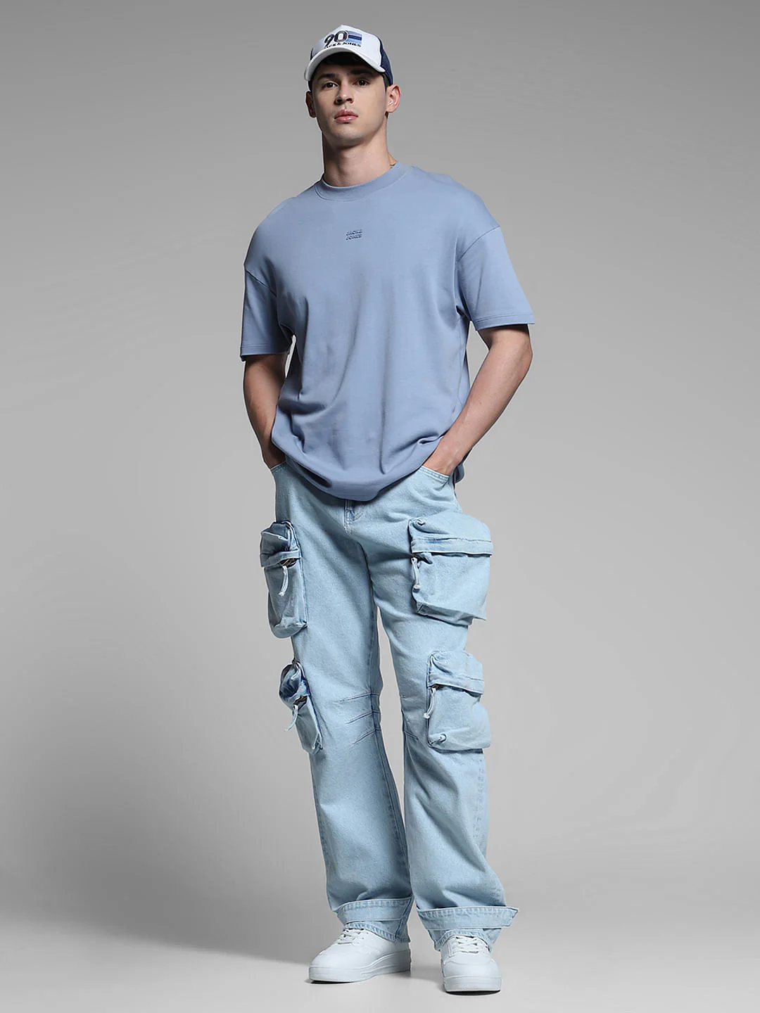 Light Blue Oversized Pockets Loose Fit Jeans - Image 7