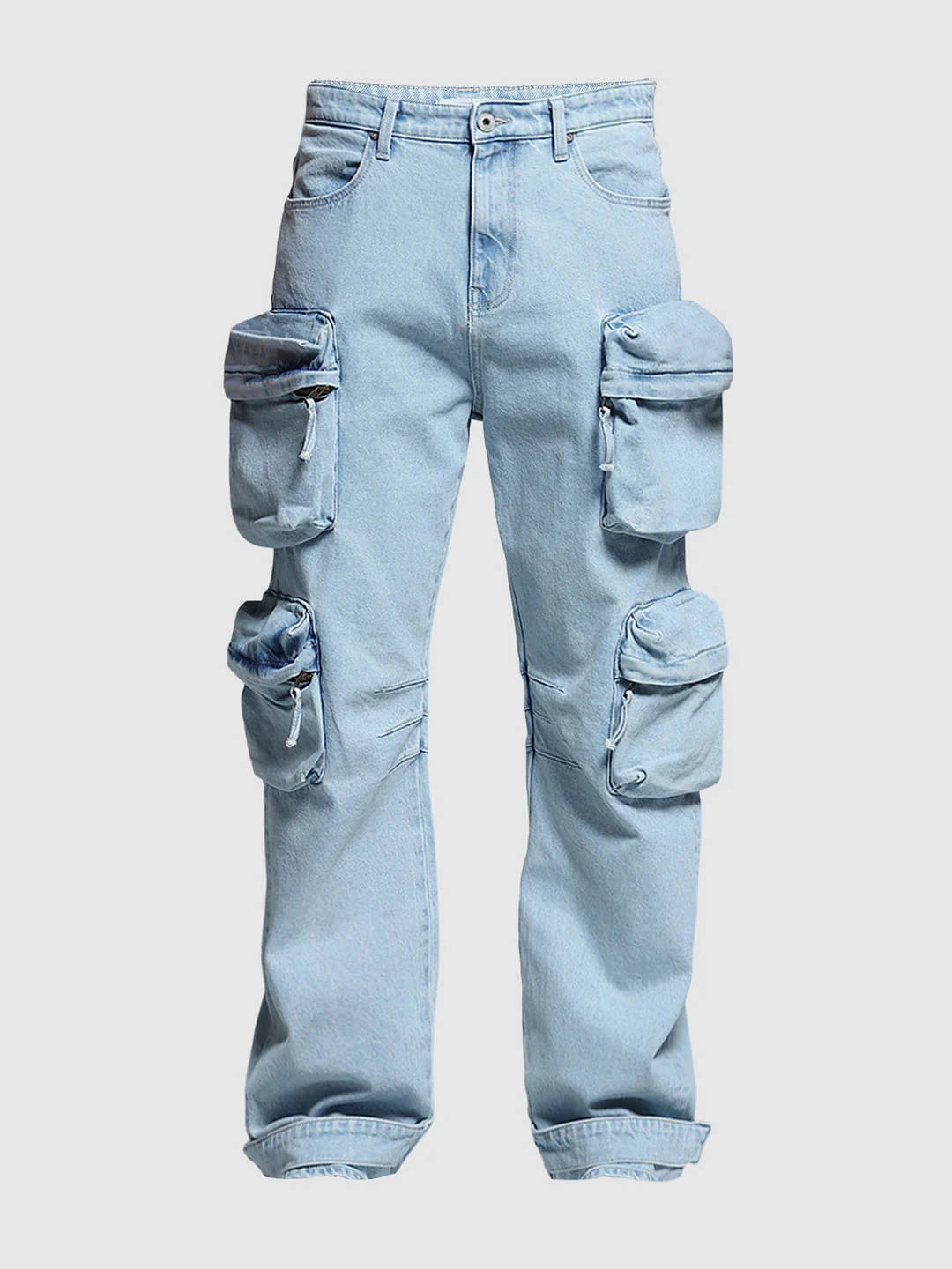 Light Blue Oversized Pockets Loose Fit Jeans - Image 8