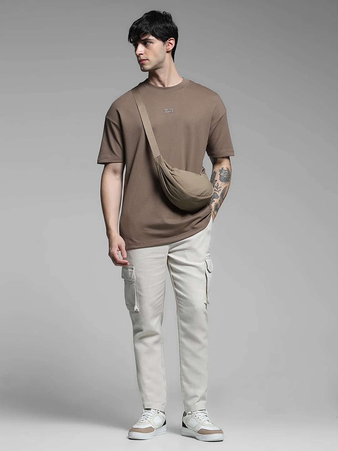 Beige Mid Rise Cargo Pants - Image 5