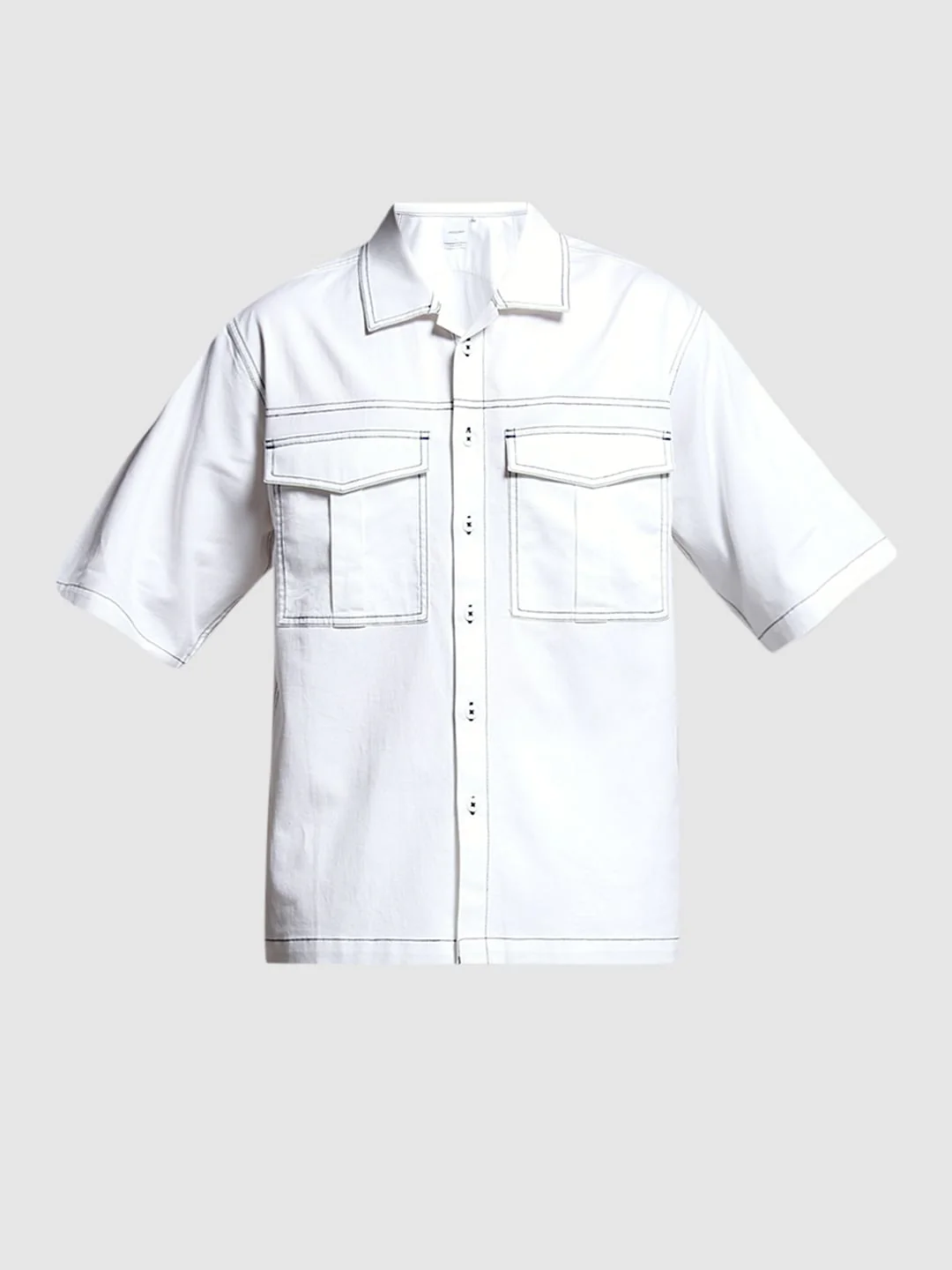 White Contrast Stitch Co-ord Set Overshirt - Image 7