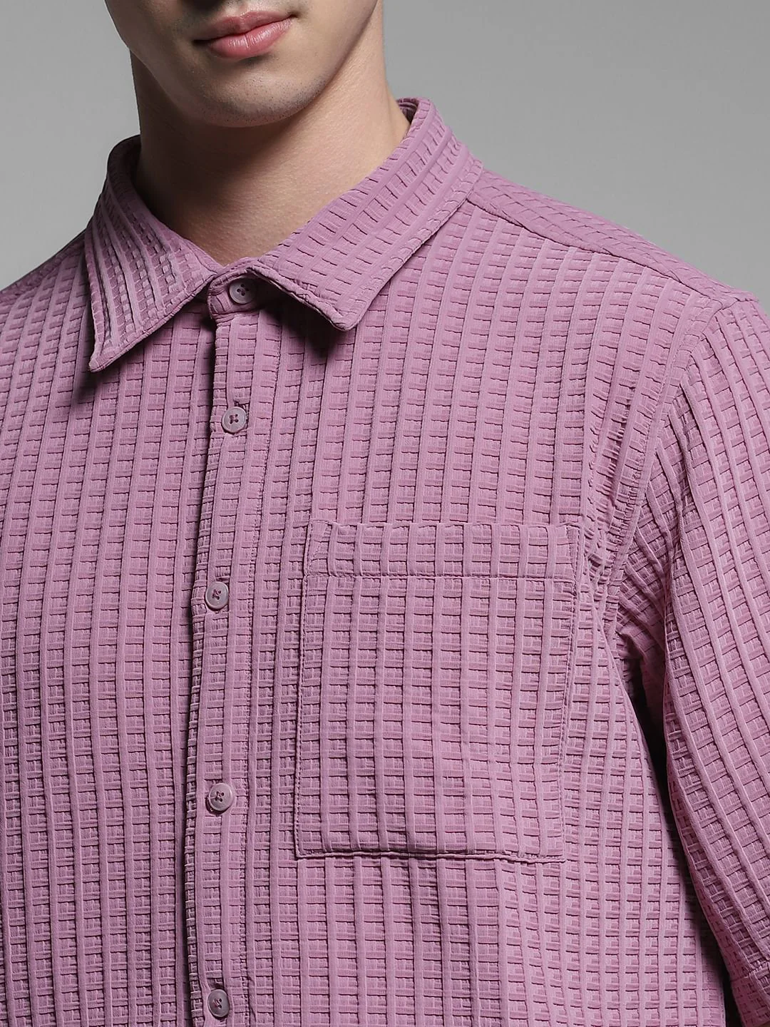 Purple Textured Co-ord Set Shirt - Image 5