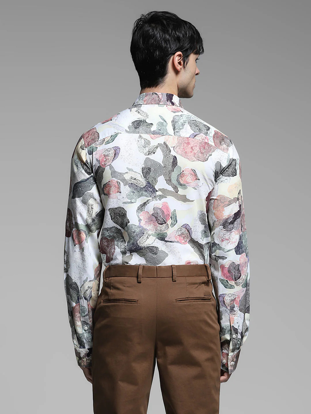 Green Abstract Print Slim Fit Shirt - Image 4