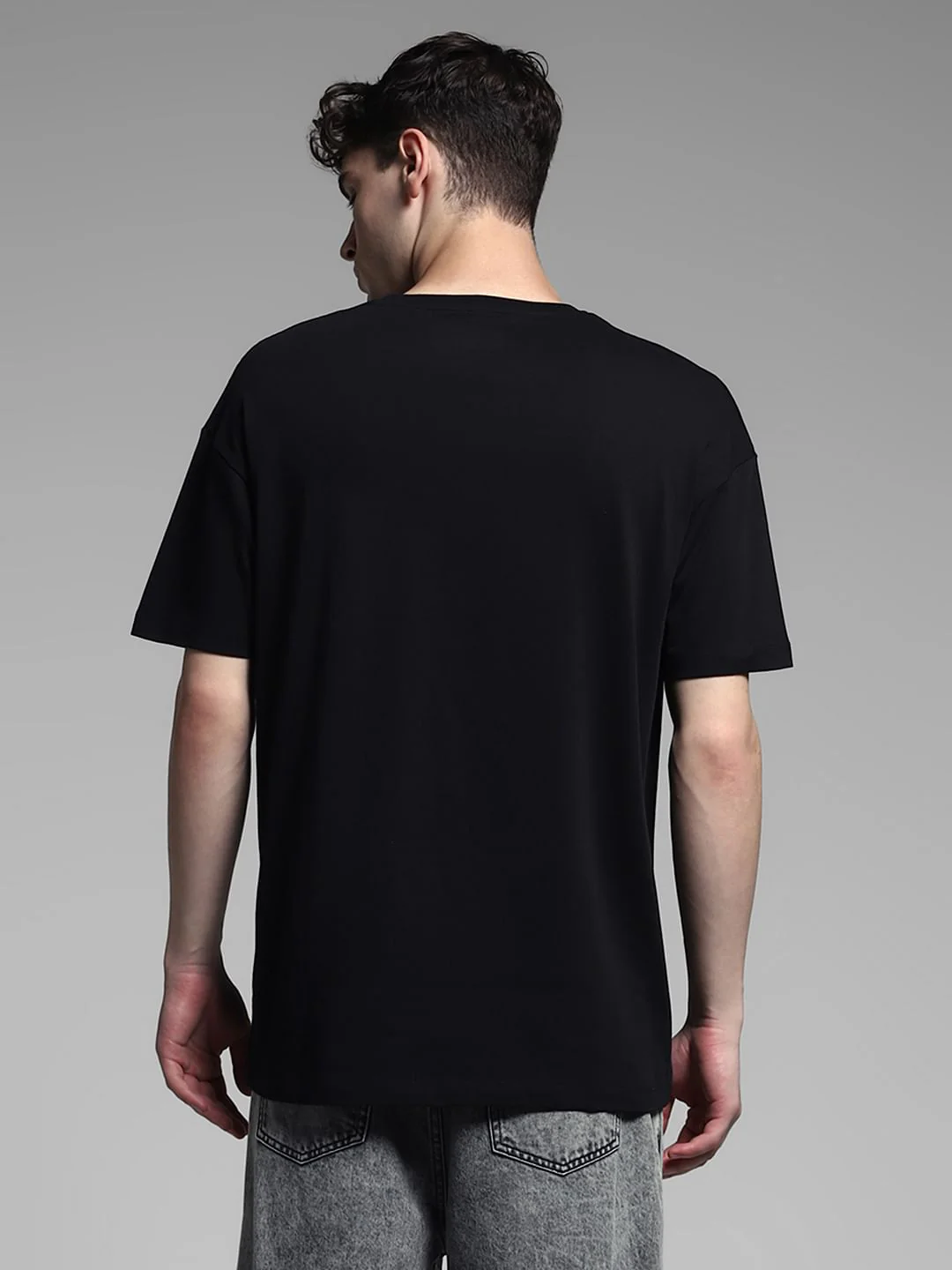 Black Embroidered Print Oversized T-shirt - Image 4