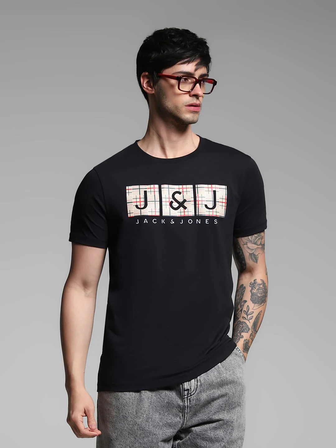 Black Logo Print Cotton T-shirt