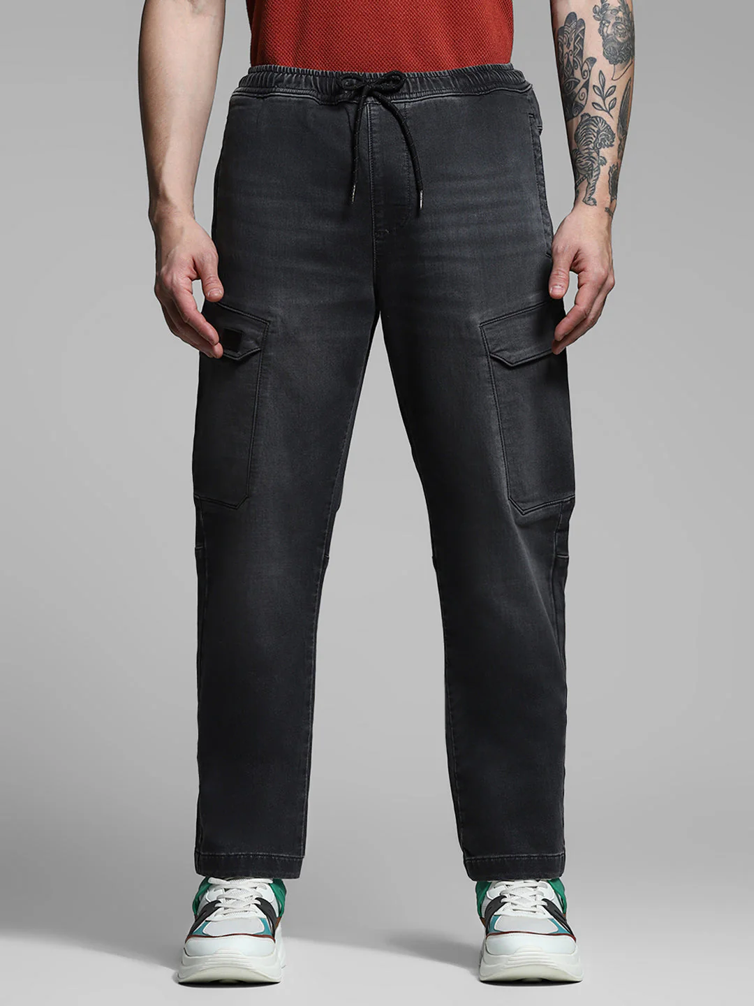 Black Anti Fit Cargo Jeans - Image 7