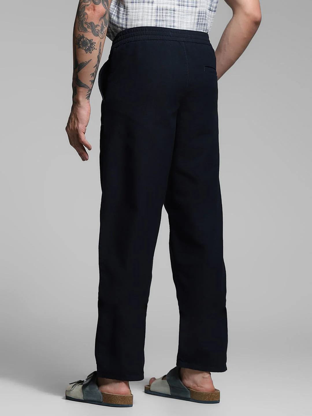 Navy Blue Mid Rise Slim Fit Pants - Image 3