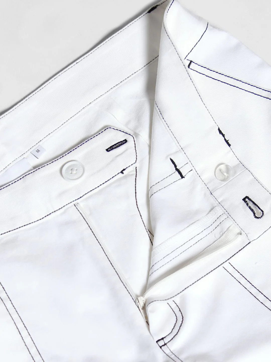 White Contrast Stitch Co-ord Set Shorts - Image 5