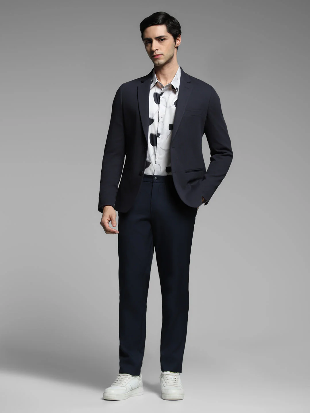 Navy Blue Tailored Slim Fit Blazer - Image 6