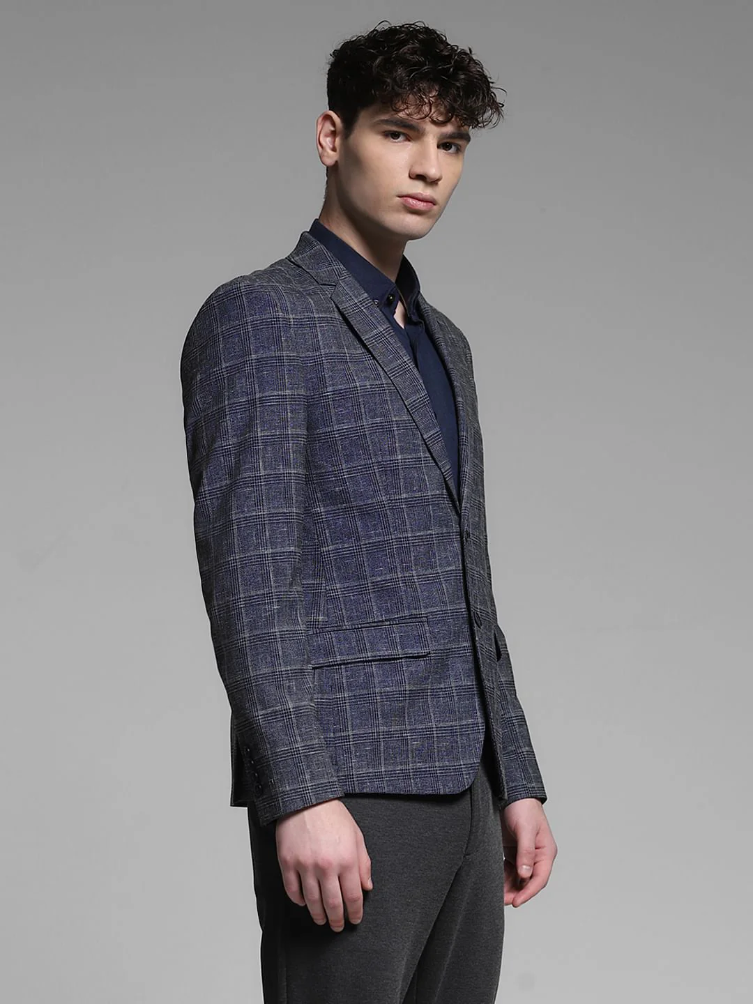 Black Check Print Formal Blazer - Image 4