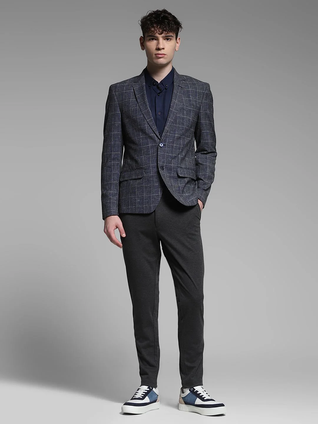 Black Check Print Formal Blazer - Image 6