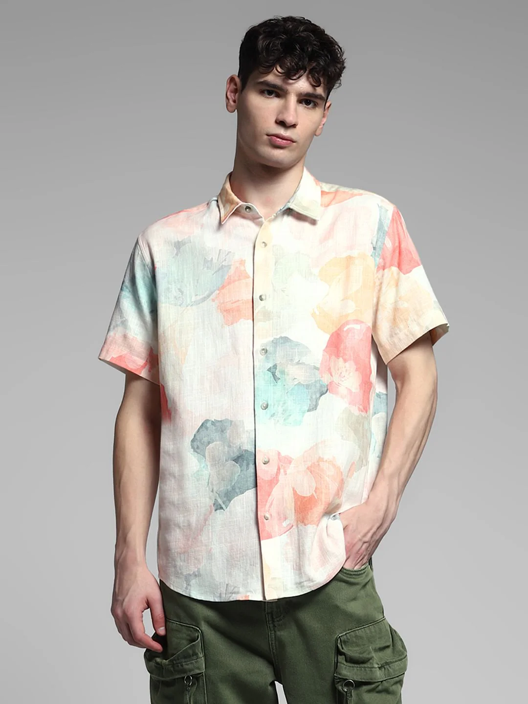 Coral Printed Cotton Shirt - Image 2