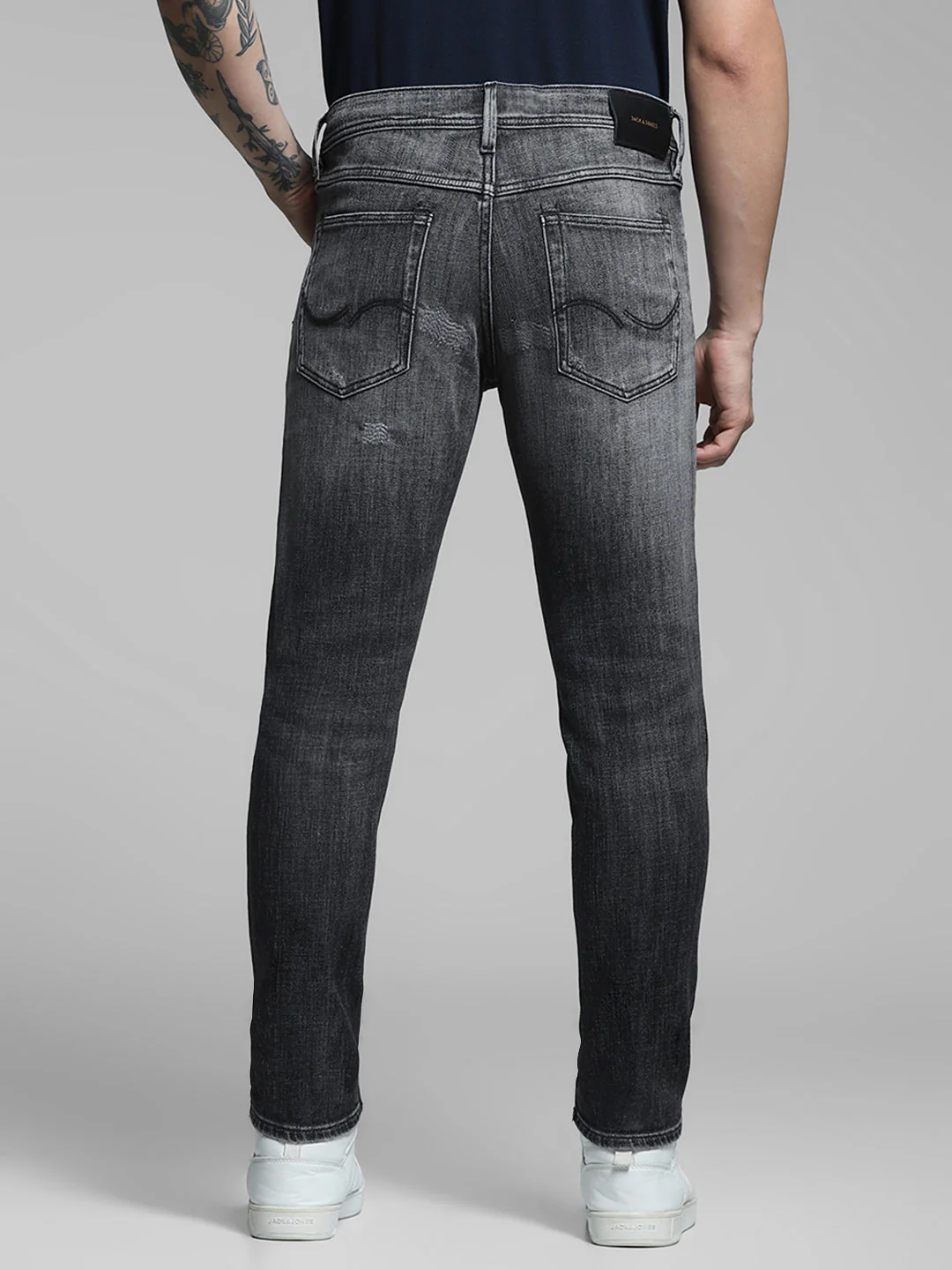 Men's Charcoal Slim Fit Low Rise Stretch Jeans - Image 3