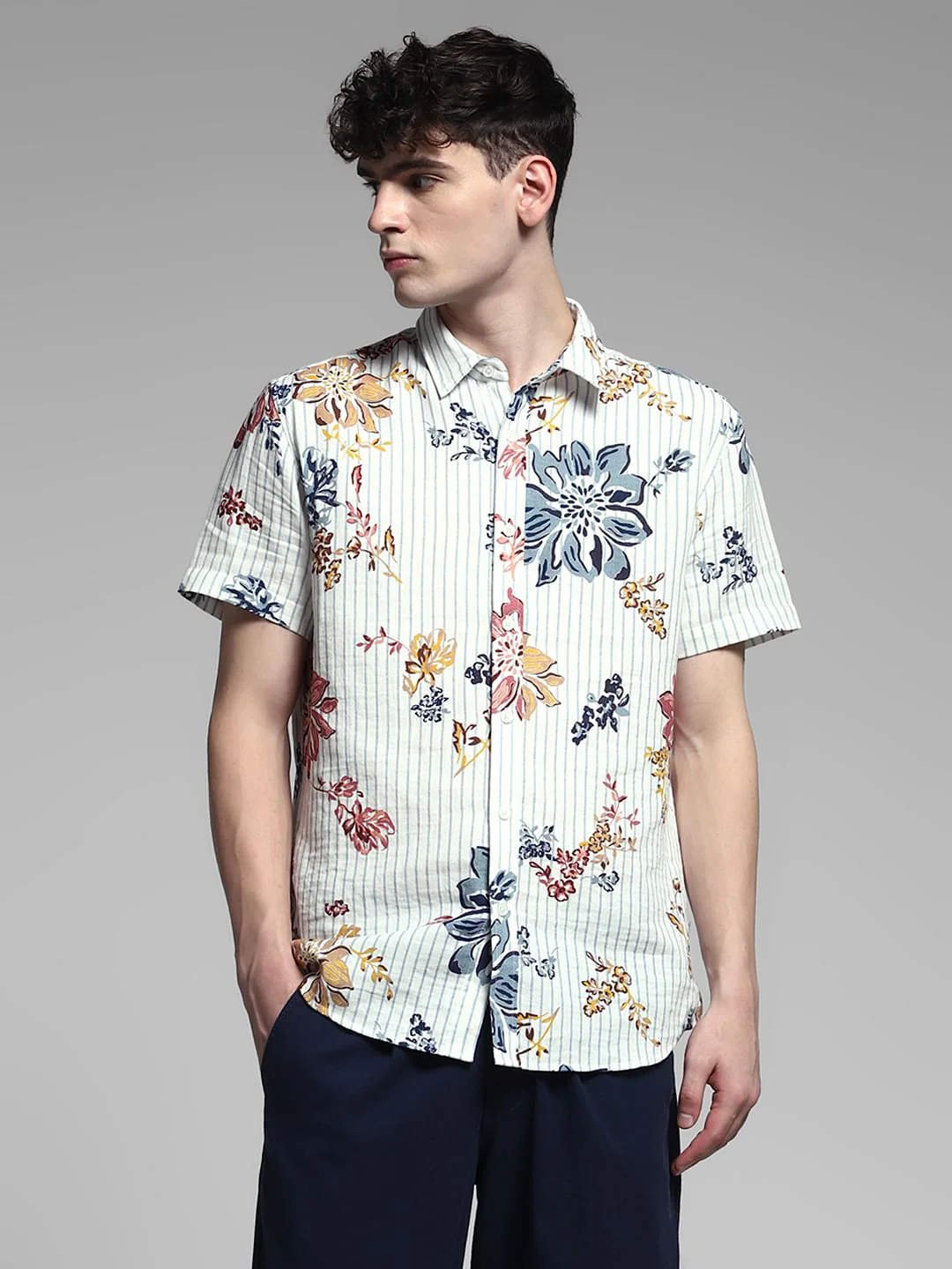 Blue Striped Short Sleeves Shirt - Image 2