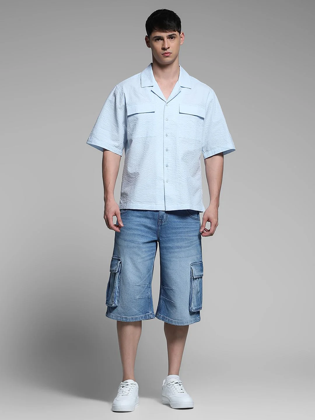 Sky Blue Oversized Cotton Shirt - Image 6