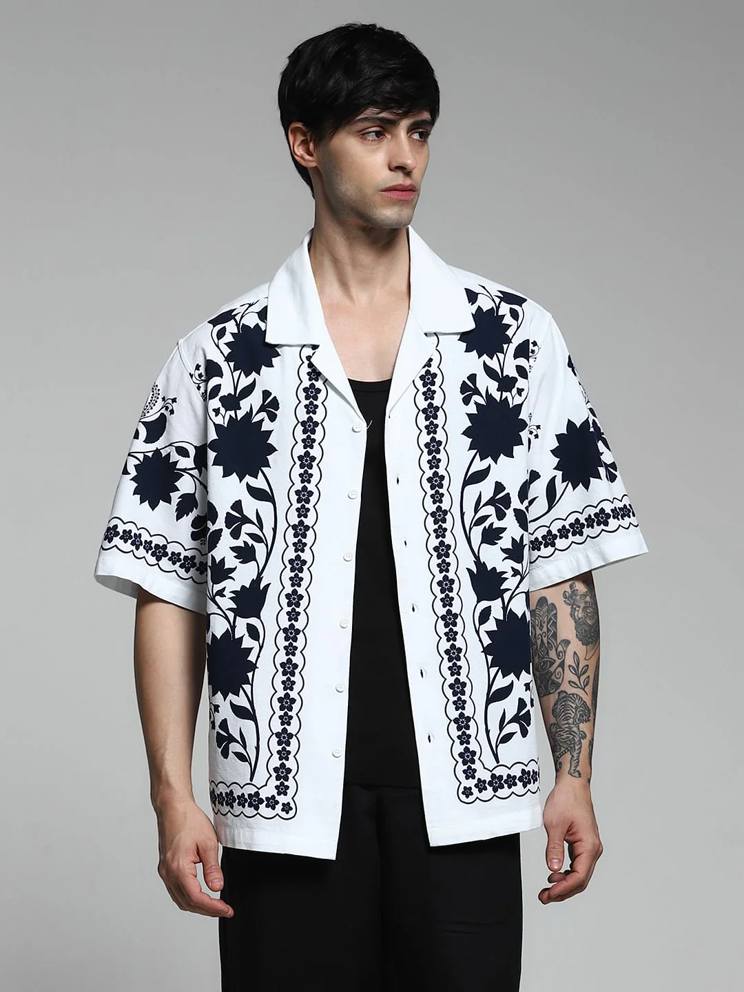 White Printed Oversized Shirt - Image 2