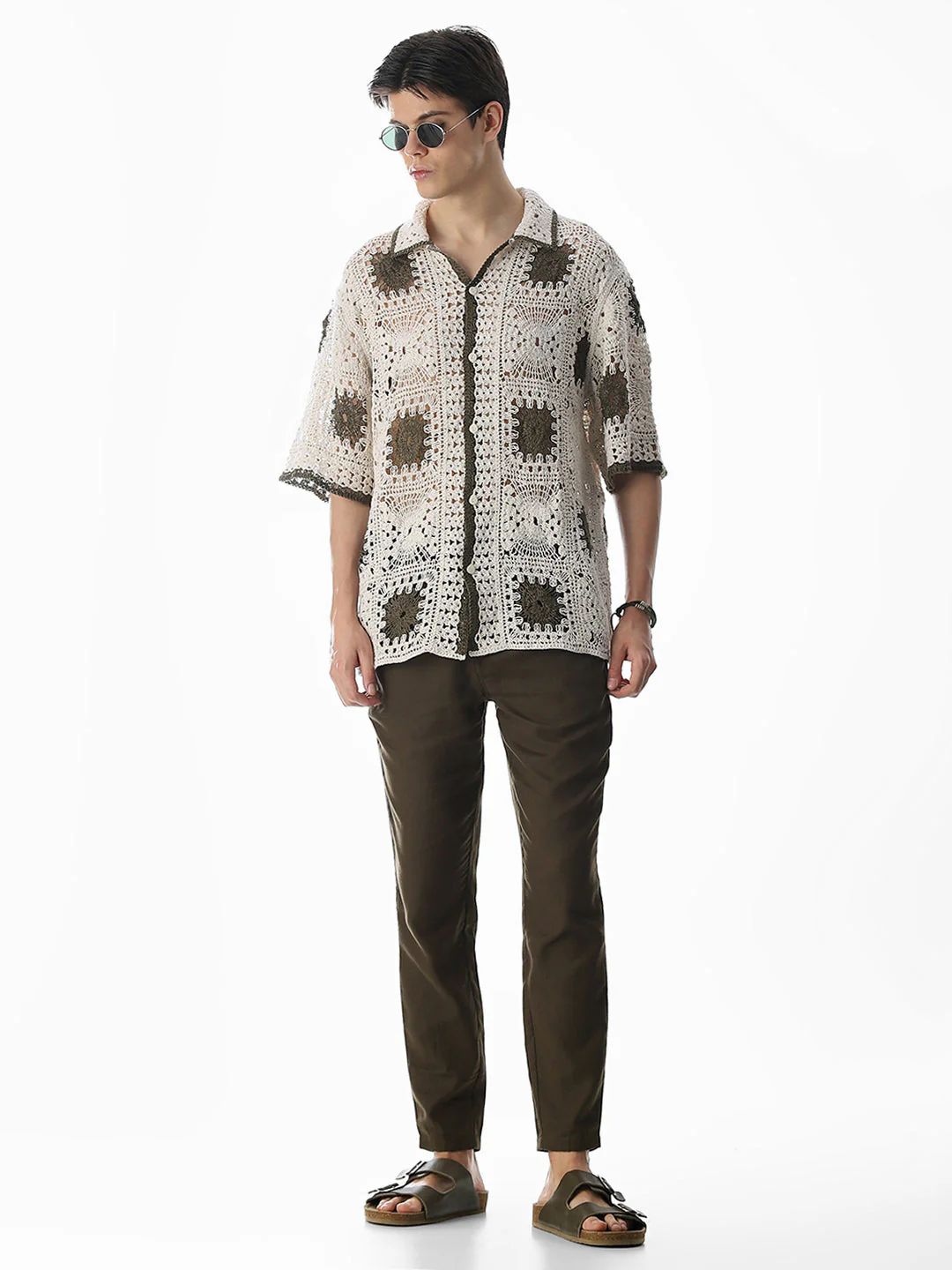 Beige Crochet Knitted Oversized Shirt - Image 6