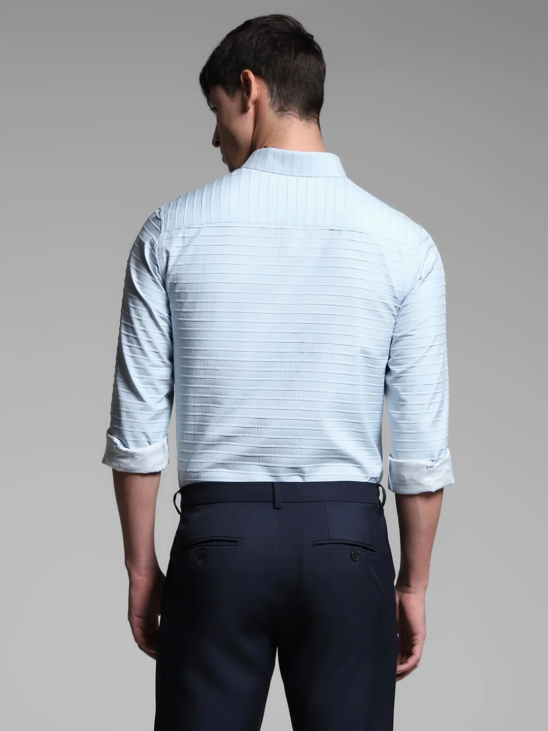 Light Blue Slim Fit Full Sleeves Shirt - Image 4