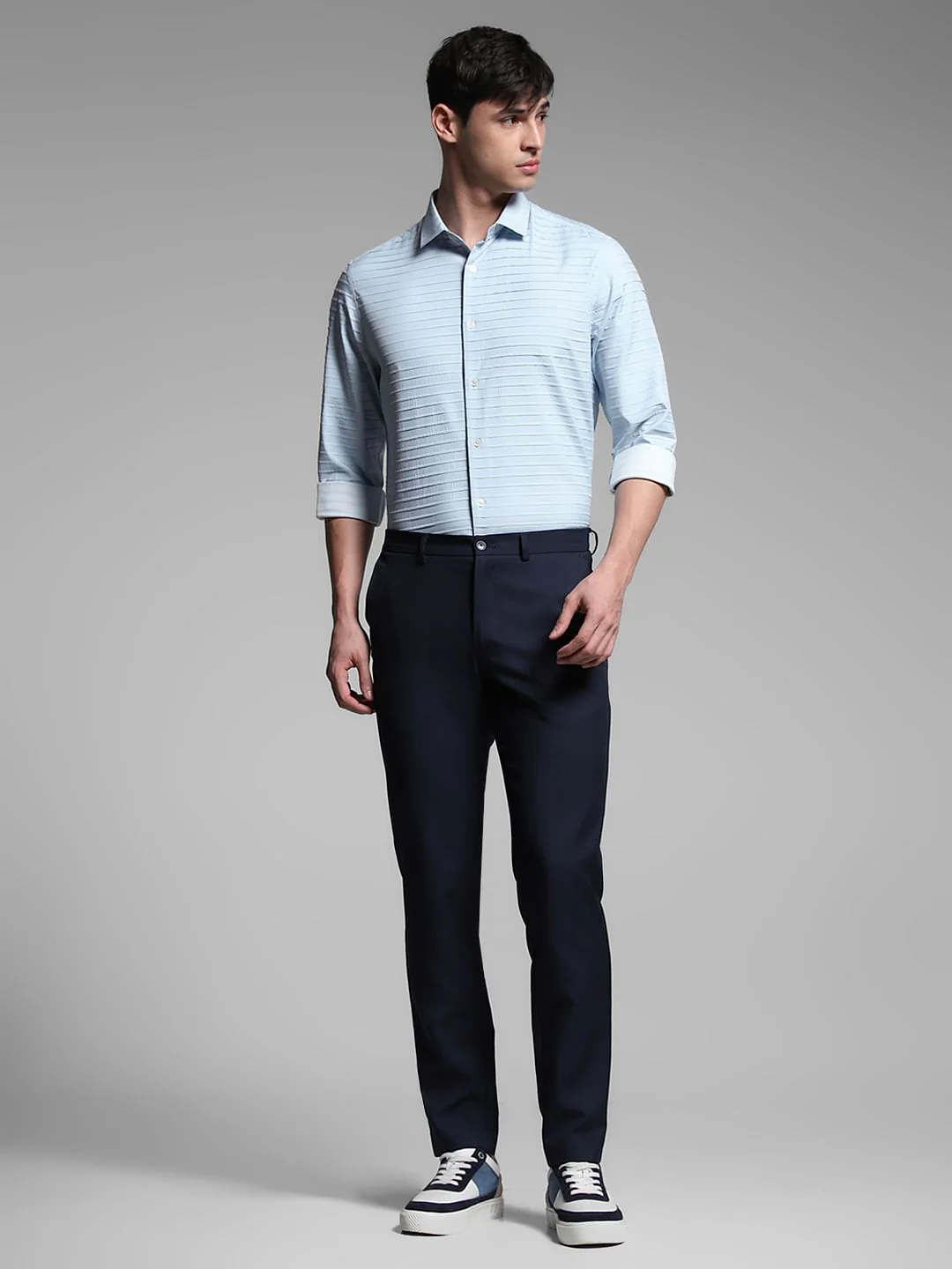 Light Blue Slim Fit Full Sleeves Shirt - Image 6