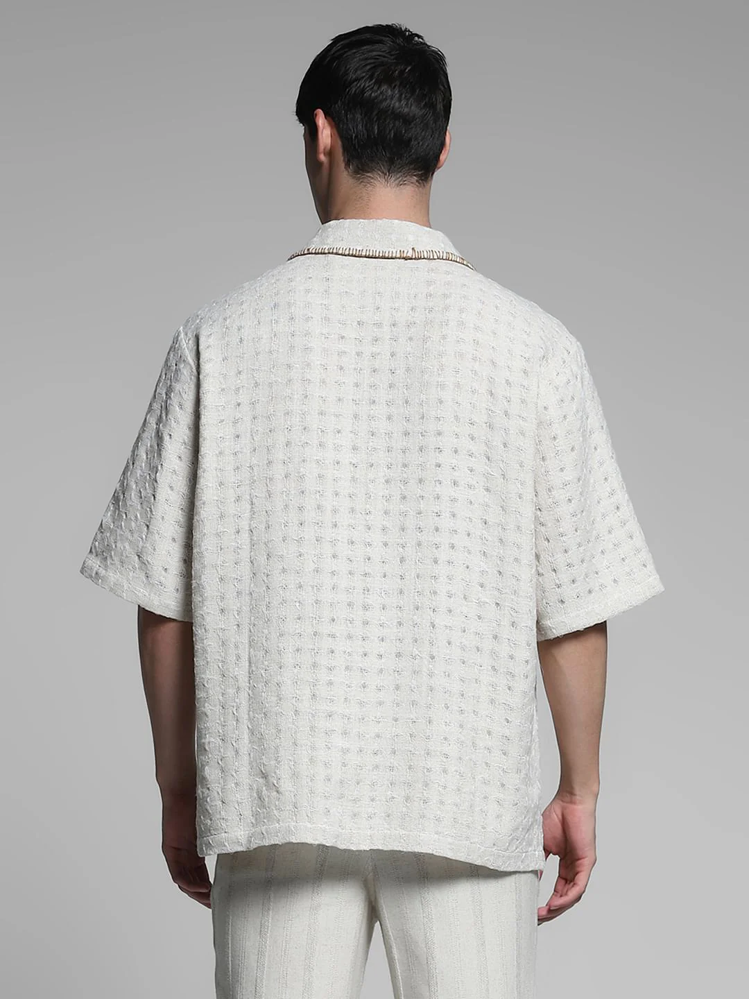 Off-White Dobby Co-ord Set Shirt - Image 4
