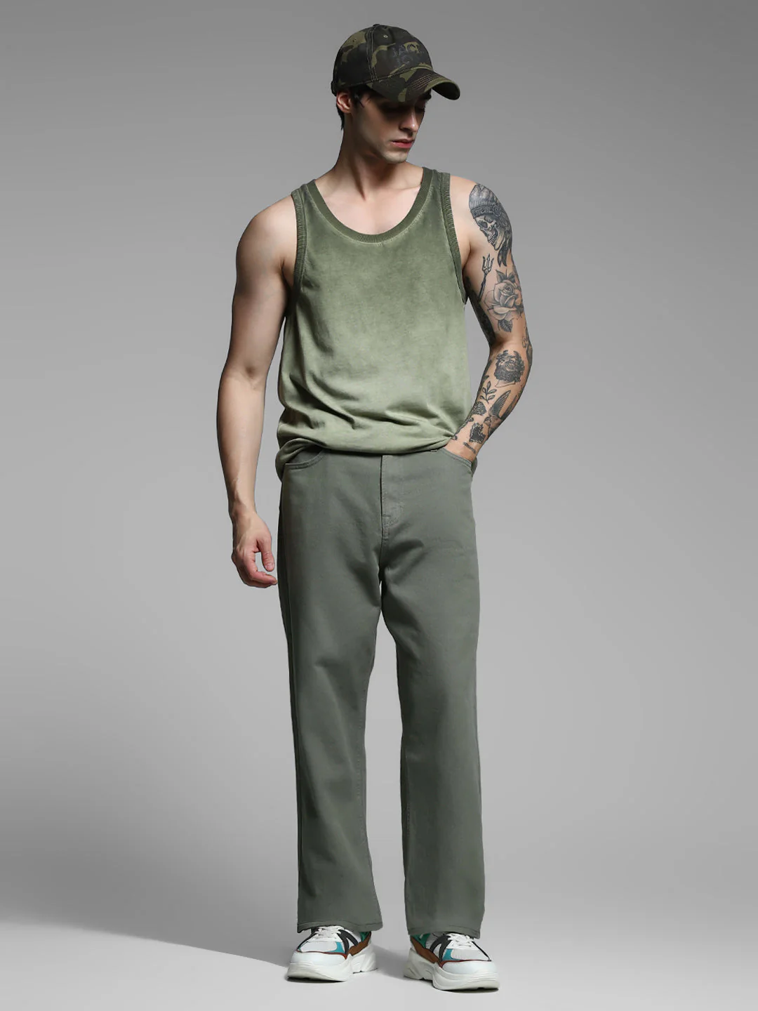 Dark Green Mid Rise Pants - Image 6