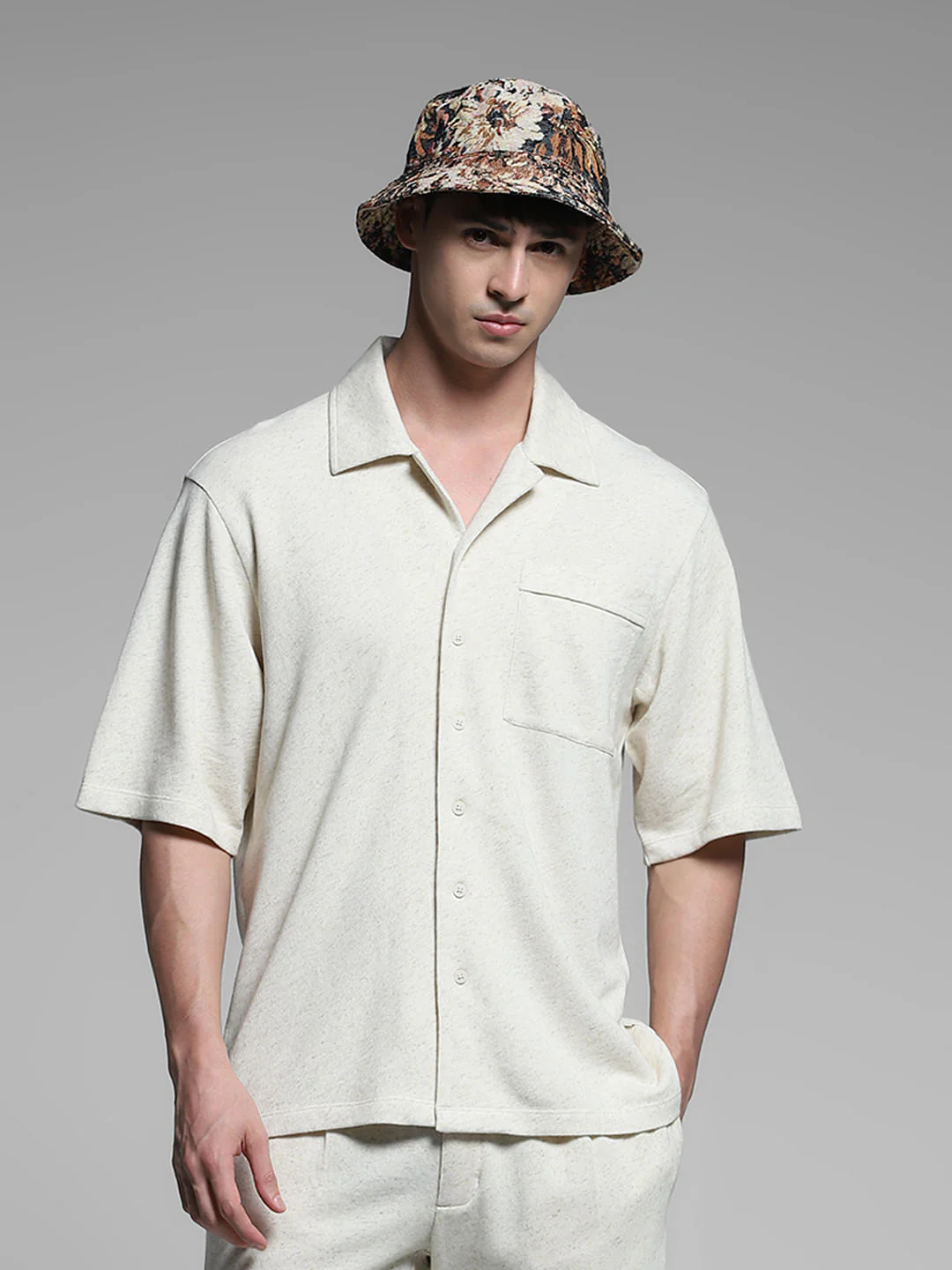 Off-White Cotton Co-ord Oversized Shirt