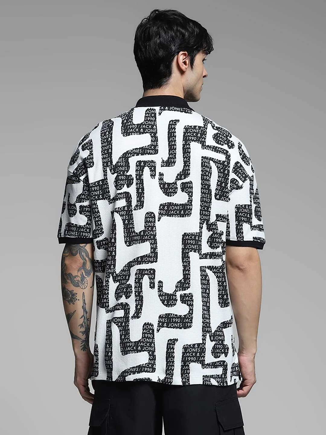 White Logo Print Cotton Polo - Image 4