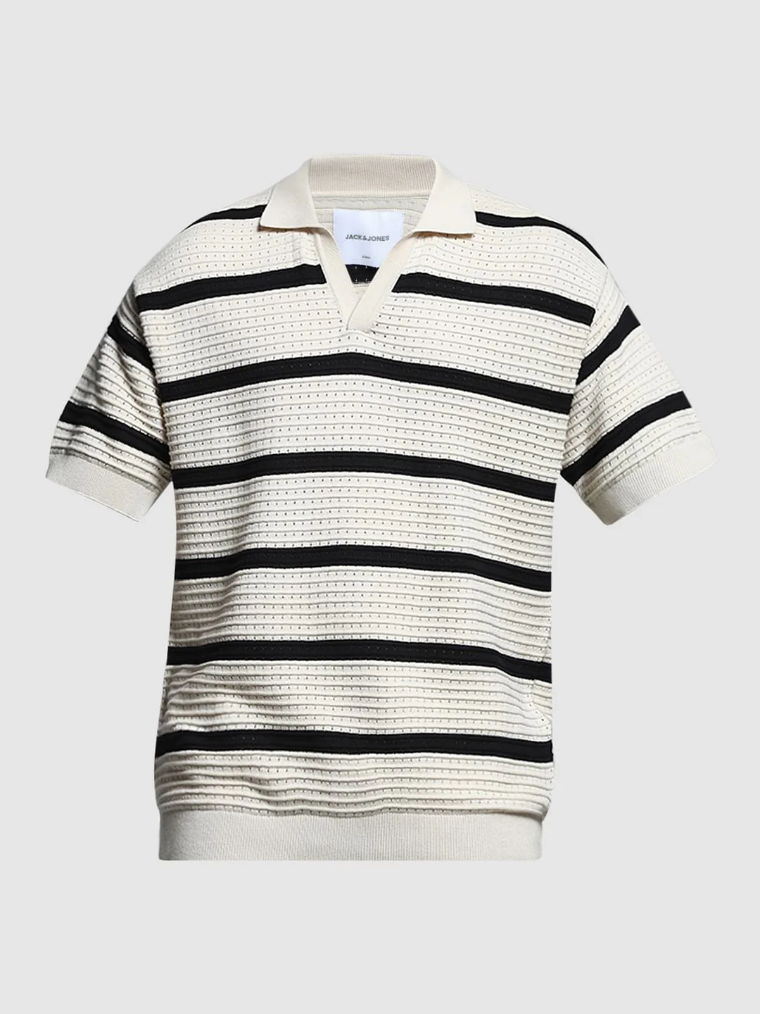 White Colourblocked Knit Polo - Image 7