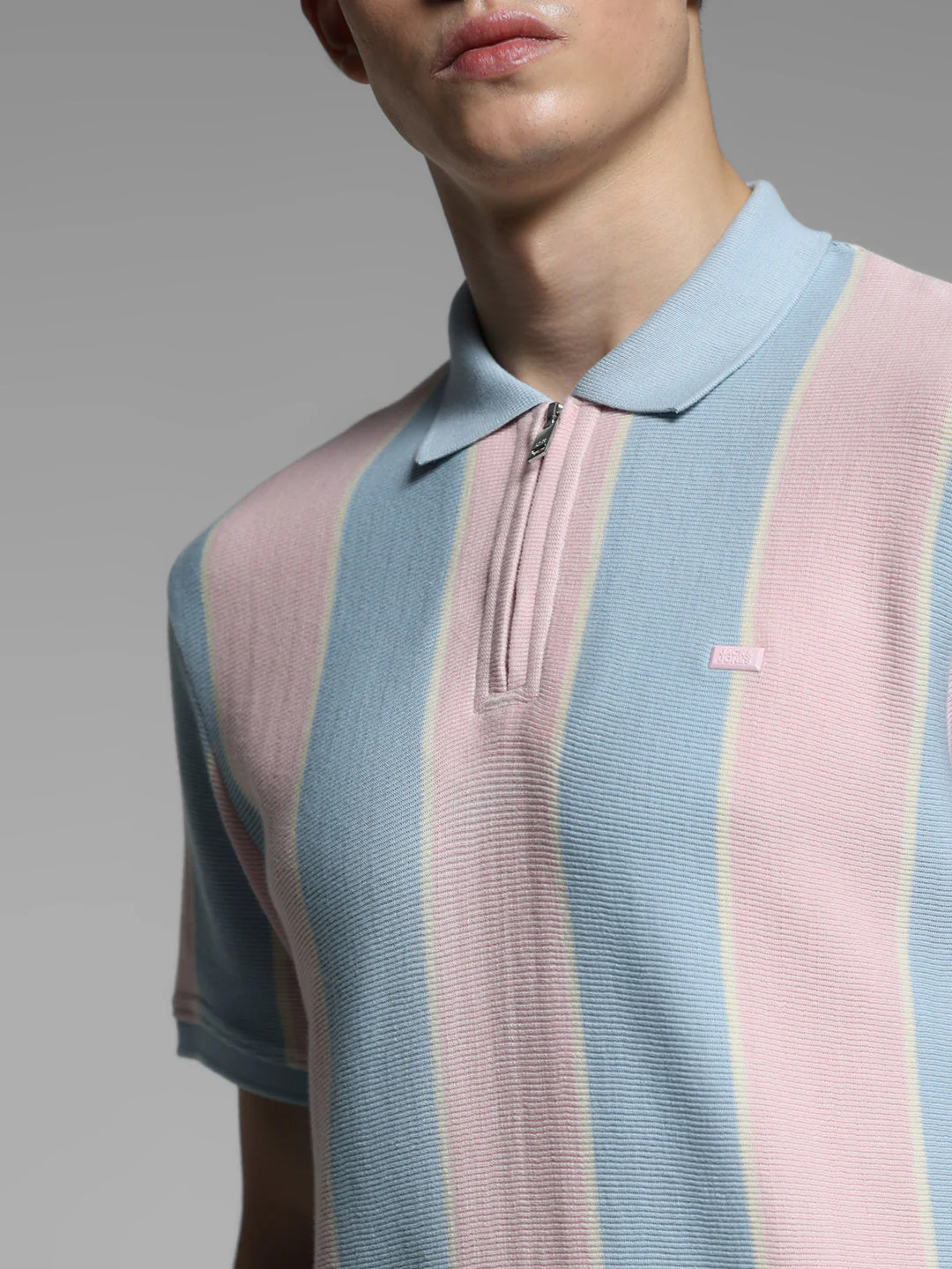 Pink Colourblocked Cotton Polo - Image 5