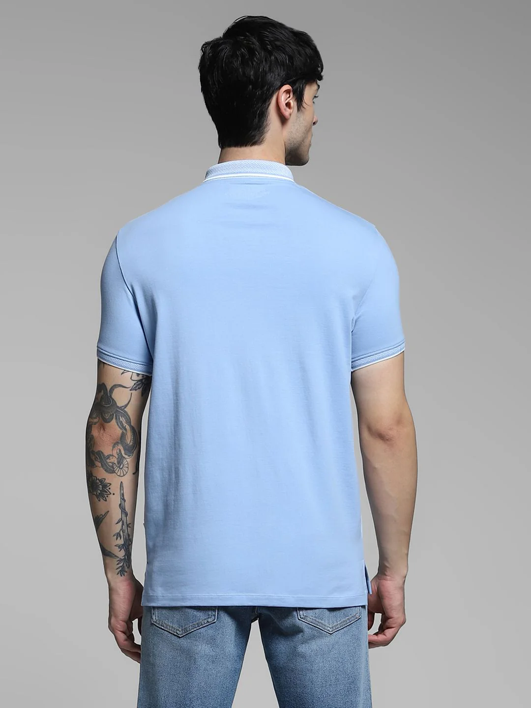 Light Blue Cotton Polo - Image 4