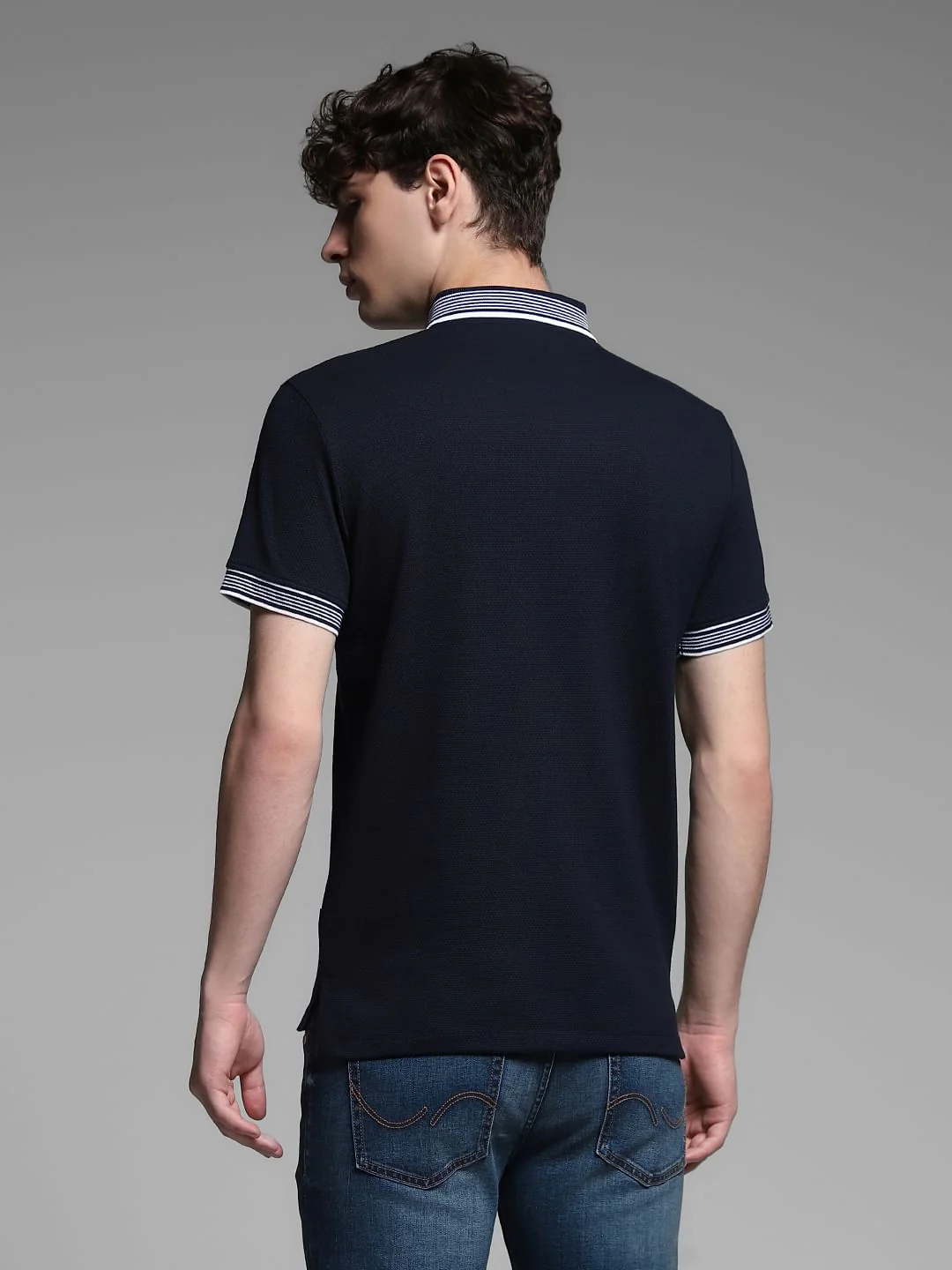 Dark Blue Cotton Polo - Image 4
