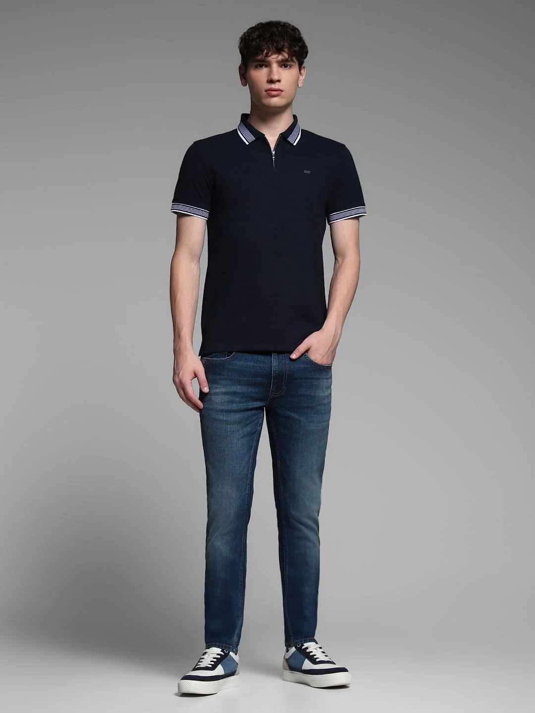 Dark Blue Cotton Polo - Image 6