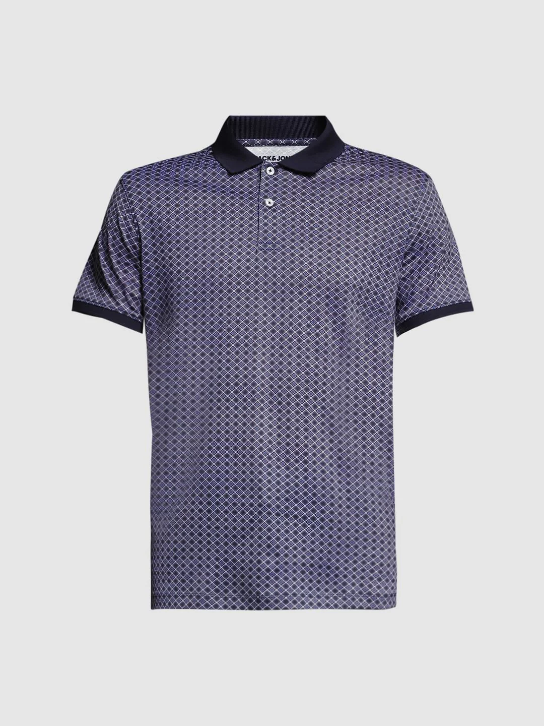 Dark Blue Cotton Printed Polo - Image 7