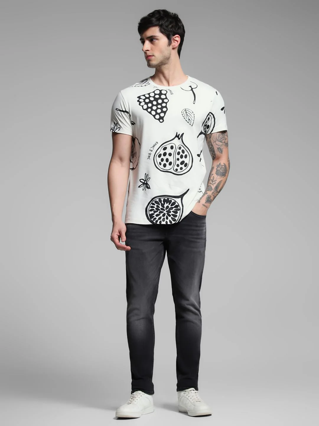 White Graphic Print Cotton T-shirt - Image 6
