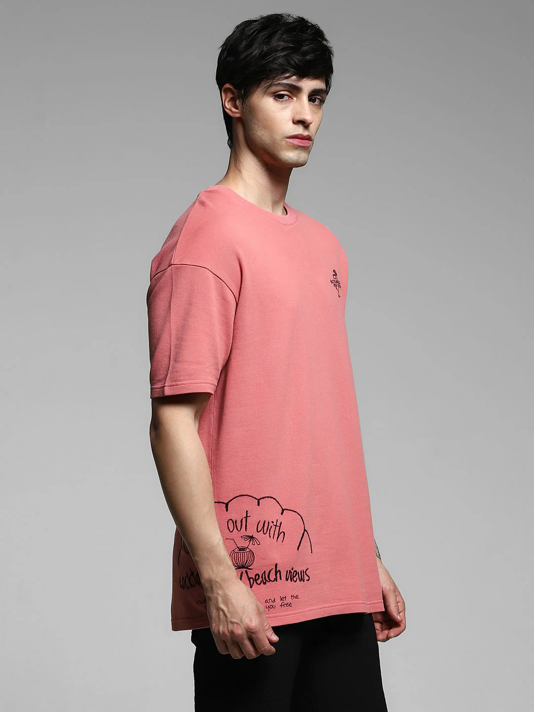 Shell Pink Printed Boxy Fit T-shirt - Image 3