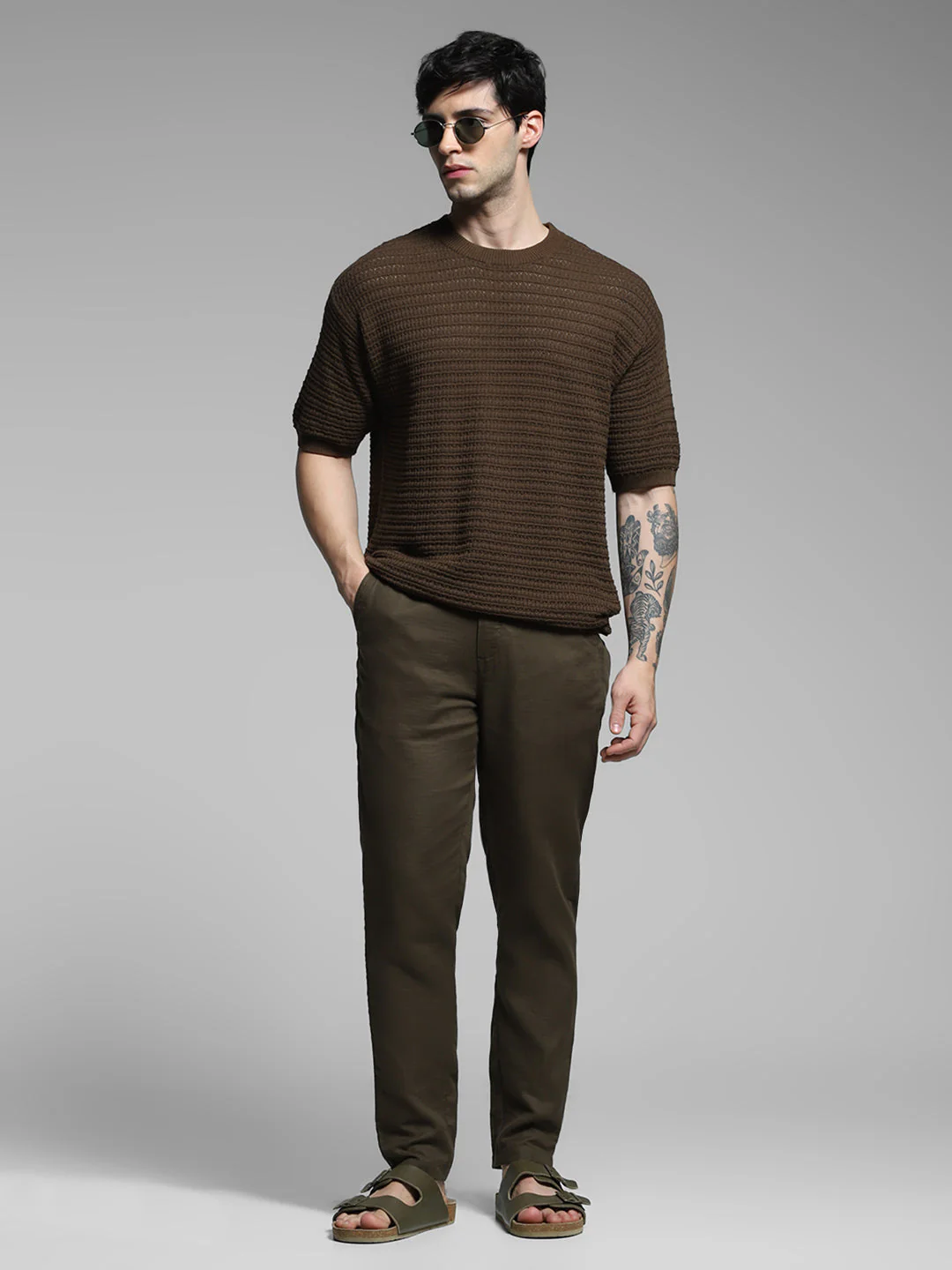 Dark Brown Cotton Oversized T-shirt - Image 6