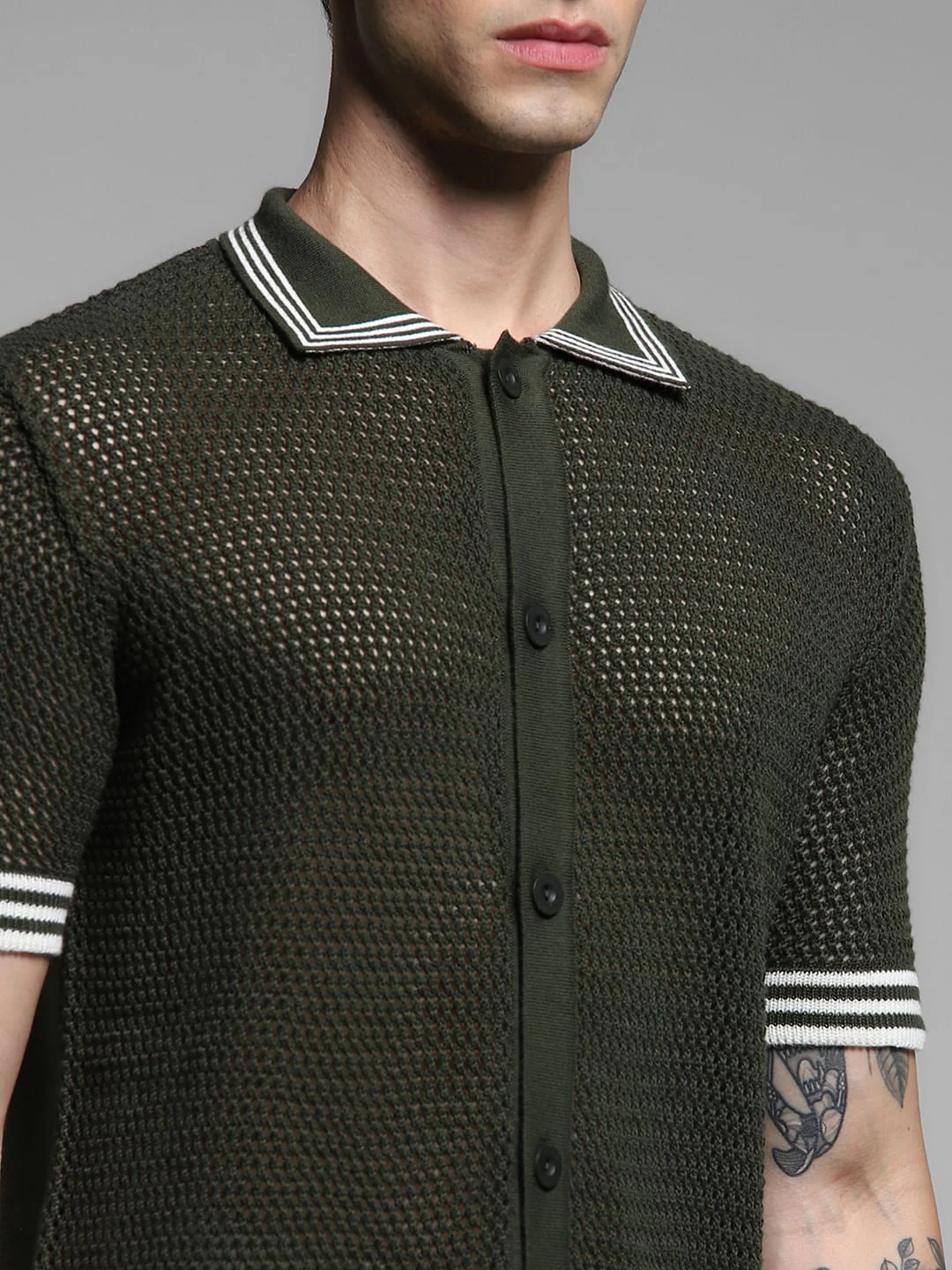 Olive Green Contrast Tipping Pullover - Image 5