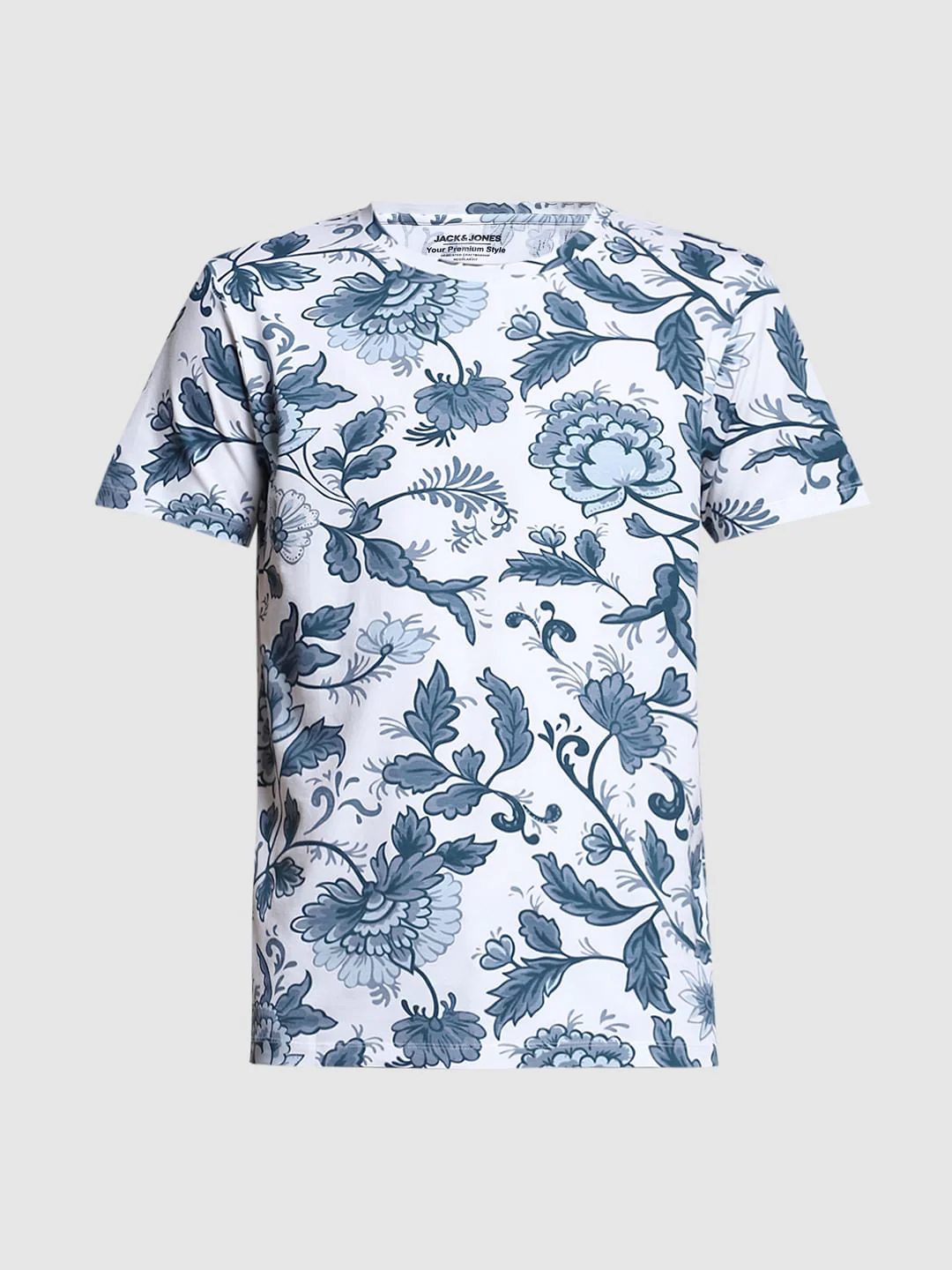 White Printed Crew Neck T-shirt - Image 7