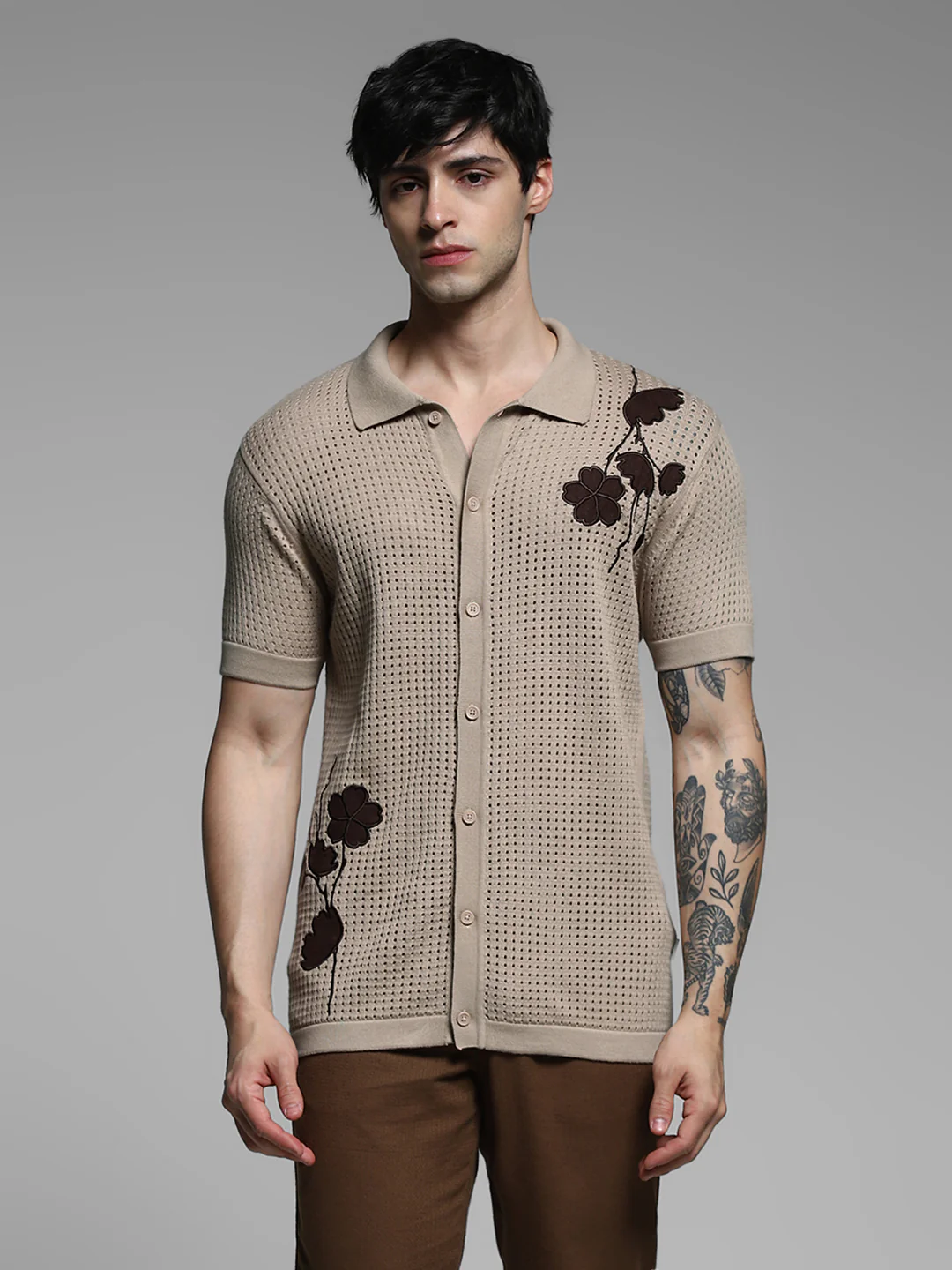Brown Applique Print Oversized Knit - Image 2